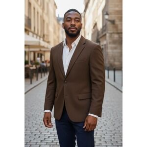 Pronto Uomo Couture Chocolate Brown Blazer Jacket  52R Wool Silk Cashmere Sport